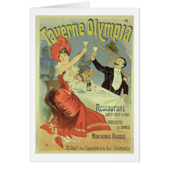 Reproductie van een poster adverteren de "Taverne" (Voorkant)