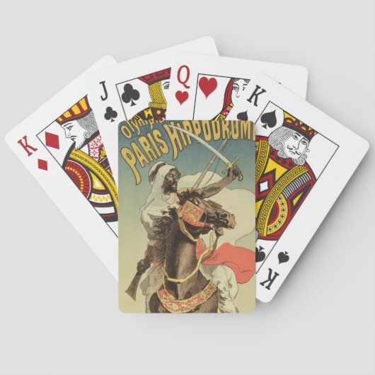 Reproductie van een poster adverteren een 'exhibit speelkaarten (Achterkant)