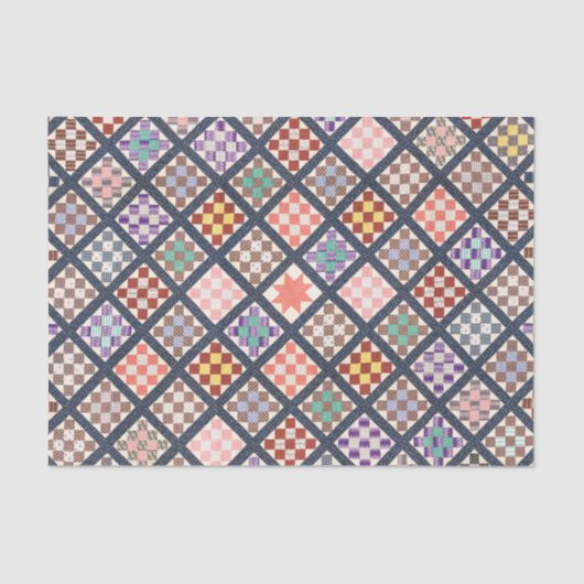 Reproductie van een Quilt uit 1886 Tissuepapier (Voorkant)