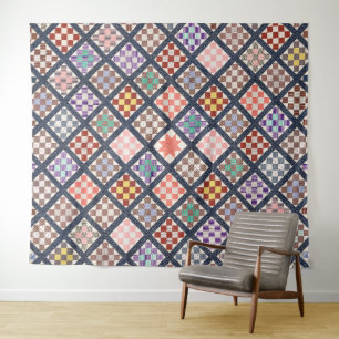 Reproductie van een vintage quilt uit 1886 wandkleed