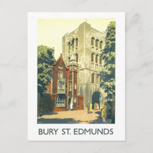 Reproductie van een vintage reisposter voor Bury S Briefkaart