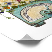 Reproductie van geperste bloemen op een  schaal poster (Hoek)