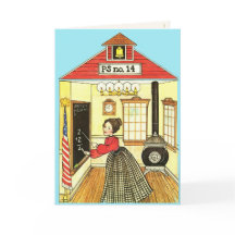 Reproductie van Little Red Schoolhouse Gingham-pop