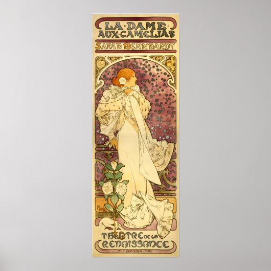 Reproductie van Poster Mucha: La Dame aux Camélias (Voorkant)