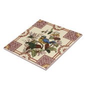 Reproductie Victoriaans esthetische vogel en bloem Tegeltje (Zijkant)