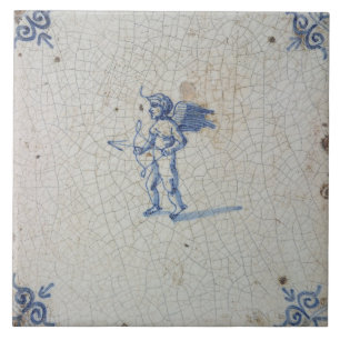 Reproductie Vintage Nederlands Blauw en Wit Delfts Tegeltje