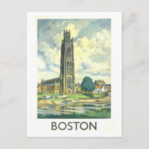 Reproductie vintage reisposter voor Boston in Enge Briefkaart