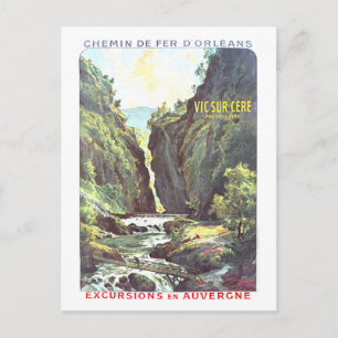 Reproductie vintage reisposter voor Vic-sur-Cère i Briefkaart