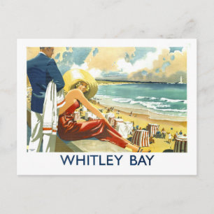 Reproductie vintage reisposter voor Whitley Bay in Briefkaart