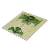 Reproduction 1900 Art Nouveau Majolica Floral Tegeltje (Zijkant)