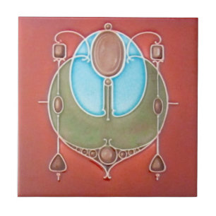 Reproduction 1905 Johnson Colorful Art Nouveau Tegeltje