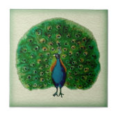 Reproduction Antiek Majolica Peacock Ceramic Tile Tegeltje (Voorkant)