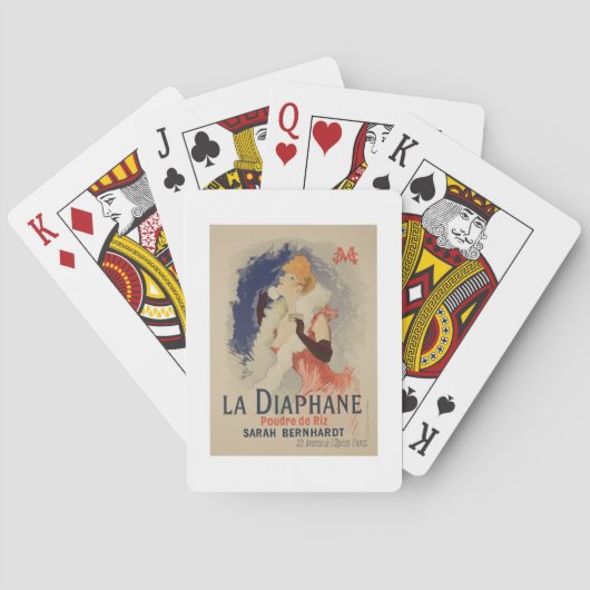 Reproduction of a poster advertising 'La Diaphane' Pokerkaarten (Achterkant)