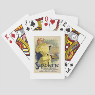 Reproduction of a poster advertising 'Saxoleine'; Pokerkaarten