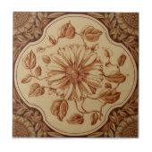 Reproduction Victoriaans Maroon on Buff Transferwa Tegeltje (Voorkant)