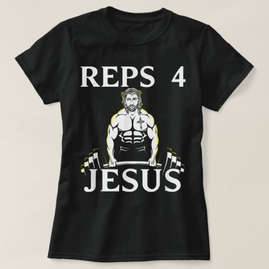 Reps For Jesus - Funny Weightlifting Tshirt for Ch (Design voorkant)