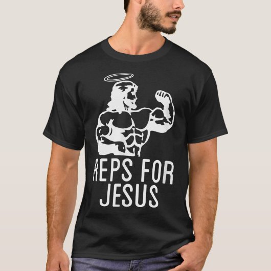 Reps For Jesus Muscular Swole Big Jesus Funny Lift T-shirt (Voorkant)