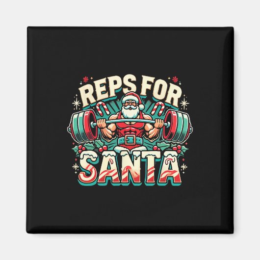 Reps For Santa – Funny Christmas Fitness Bodybuild Magneet (Voorkant)