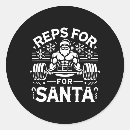 Reps For Santa – Funny Christmas Fitness Bodybuild Ronde Sticker (Voorkant)