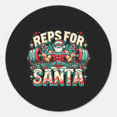 Reps For Santa – Funny Christmas Fitness Bodybuild Ronde Sticker (Voorkant)
