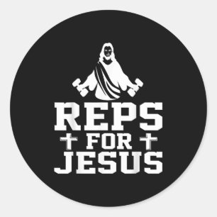 Reps Voor Jezus Funny Christelijke Gym Fitness Bic Ronde Sticker