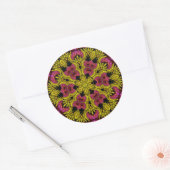 Repsycle Geel Roze Psychedelische Geometrie Ronde Sticker (Envelop)