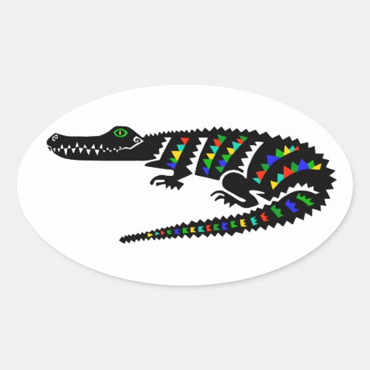 Reptiel - Amerikaanse KROKODIL - Natuur - Wildlife Ovale Sticker (Voorkant)