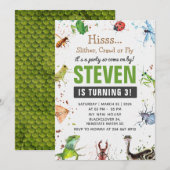 Reptiel en insect bewerkbare uitnodiging (Voorkant / Achterkant)