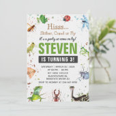 Reptiel en insect Uitnodiging bewerkbaar (Staand voorkant)