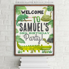 Reptiel gepersonaliseerd verjaardagsfeestje welkom poster
