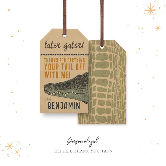 Reptiel Gepersonaliseerde Verjaardag Dank u Labels Cadeaulabel