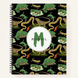 Reptiel, Hagedissen & Amfibieën Kinderen Monogram Notitieboek