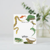 Reptiel, Hagedissen & Amfibieën Kindernaam Bedankkaart (Staand voorkant)