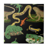 Reptiel, Hagedissen & Amfibieën Naadloos Patroon Tegeltje (Voorkant)