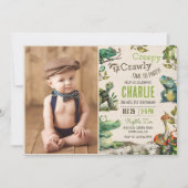 Reptiel Kinder 1e Verjaardag Foto Kaart (Voorkant)