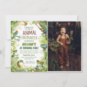 Reptiel Kinder Jongen Verjaardag Party Foto Kaart (Voorkant)