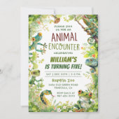 Reptiel Kinder Jongen Verjaardagsfeest Kaart (Voorkant)