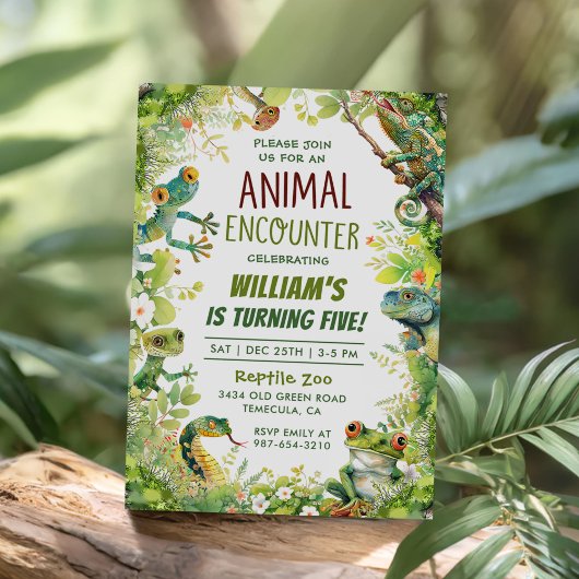 Reptiel Kinder Jongen Verjaardagsfeest Kaart