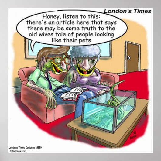 Reptiel Mensen Grappige Cartoon Poster (Voorkant)