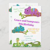 Reptiel Oerwoud Snake Turtle Birthday Uitnodiging (Voorkant / Achterkant)
