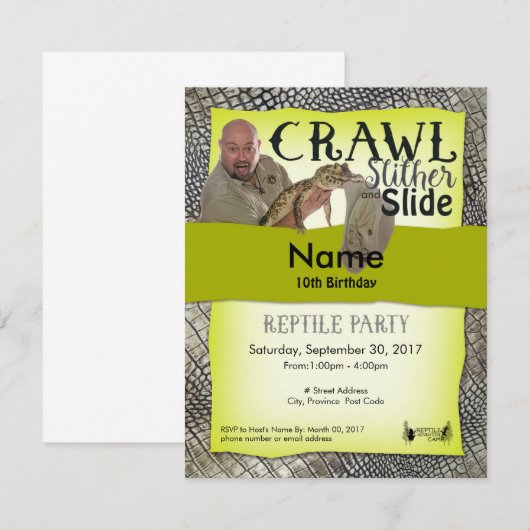 Reptiel Party Uitnodigingen Off-Site Party (Voorkant / Achterkant)