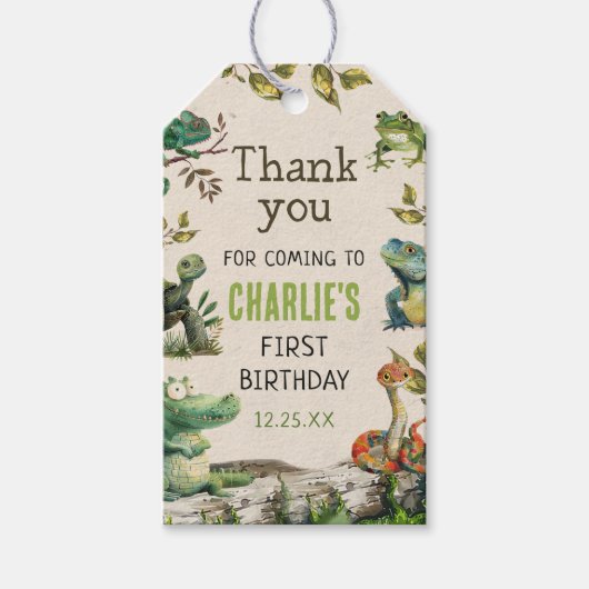 Reptiel Show verjaardagsfeestje Cadeaulabel (Voorkant)