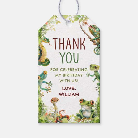 Reptiel Show verjaardagsfeestje Cadeaulabel (Voorkant)