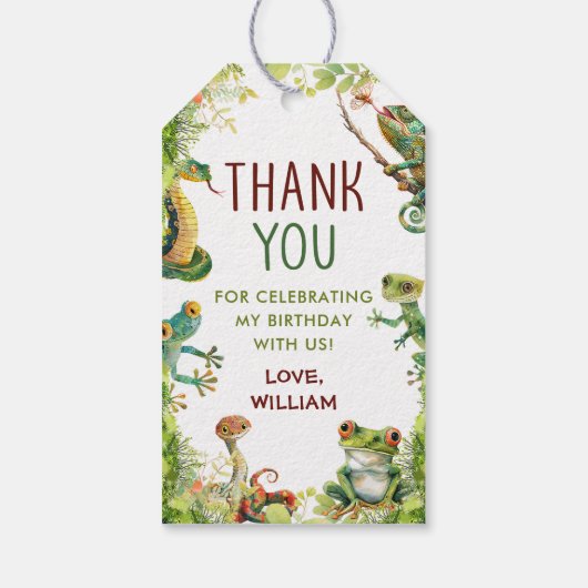 Reptiel Show verjaardagsfeestje Cadeaulabel (Achterkant)