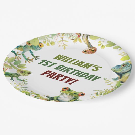 Reptiel Show verjaardagsfeestje Papieren Bordje (Gekanteld)