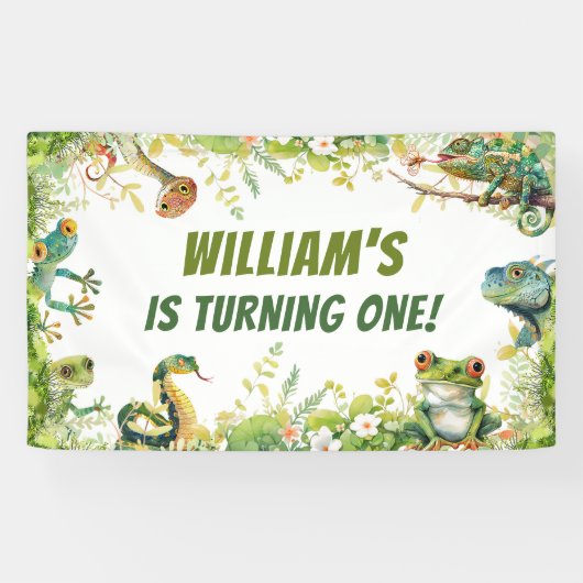 Reptiel Show verjaardagsfeestje Spandoek (Horizontaal)