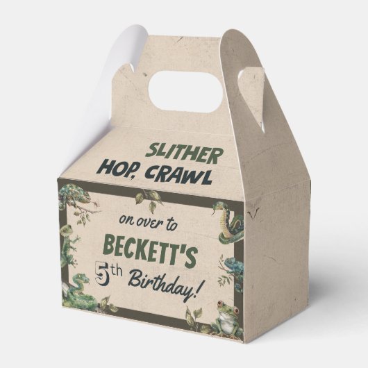 Reptiel thema Kind verjaardagsfeestje Bedankdoosjes (Achterkant)