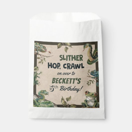 Reptiel thema Kind verjaardagsfeestje Bedankzakje (Voorkant)
