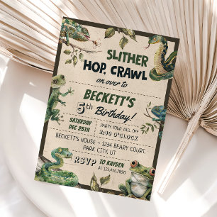 Reptiel thema Kind verjaardagsfeestje Kaart