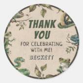 Reptiel thema Kind verjaardagsfeestje Ronde Sticker (Voorkant)